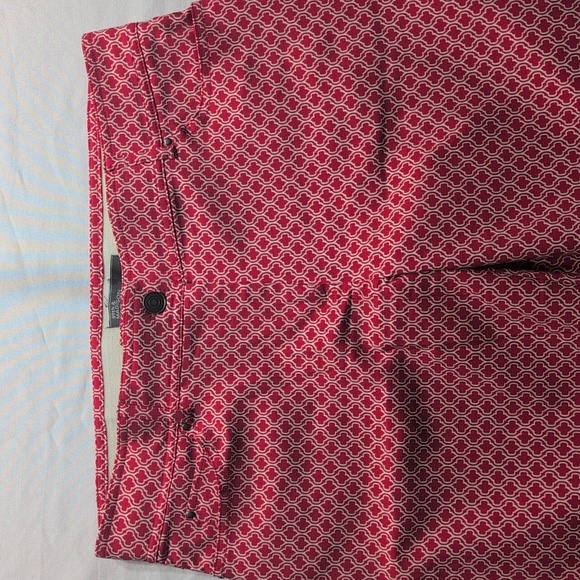89th & Madison preppy print red white diamond straight leg pant jegging Size 14 - Picture 1 of 8